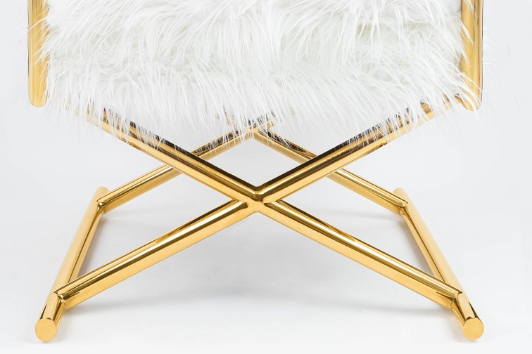 Fotel Mr.Fluffy 70x68x87 Biały/Złoty