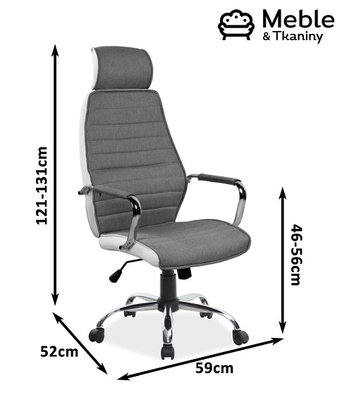 FOTEL OBROTOWY Q-035 SZARY/BIAŁY