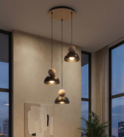 Lampa Wisząca KAKI 3PREM Czarny