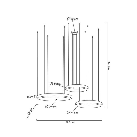 Lampa Wisząca LIBERTY 3B Złoty/Transparentny