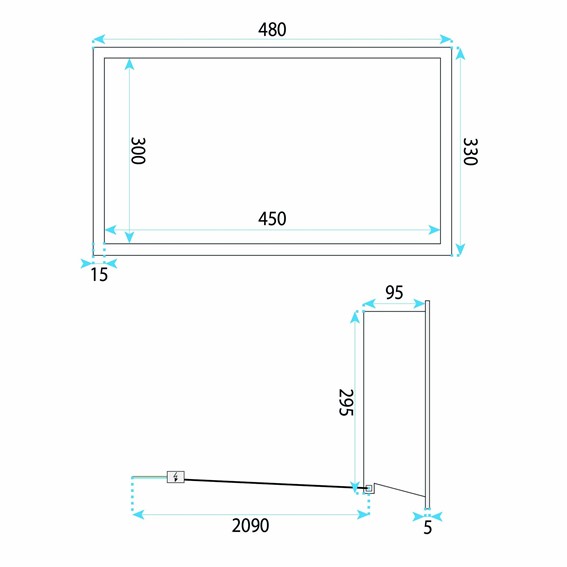 Półka Łazienkowa Wnękowa LED 30x45cm Tytan