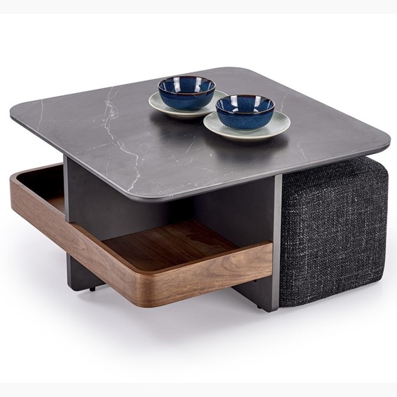 Ława VICKER z Pufami Czarny/Orzech/Ciemny Popiel