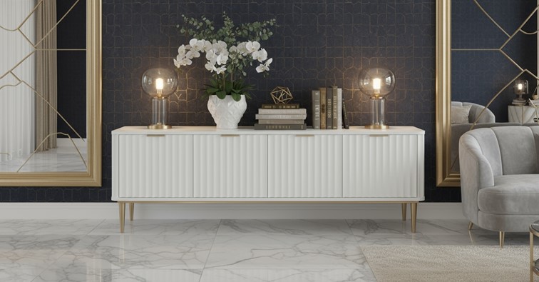 Komoda RTV STILIG ST709 Biały/Złoty