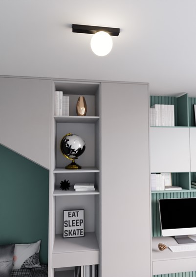 Lampa Sufitowa FIT 1 Czarny/Opal