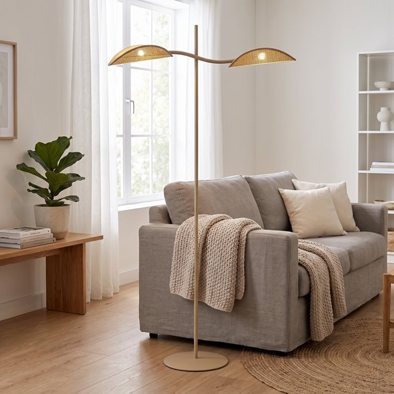 Lampa Podłogowa LOTUS LP2 Beżowy/Rattan