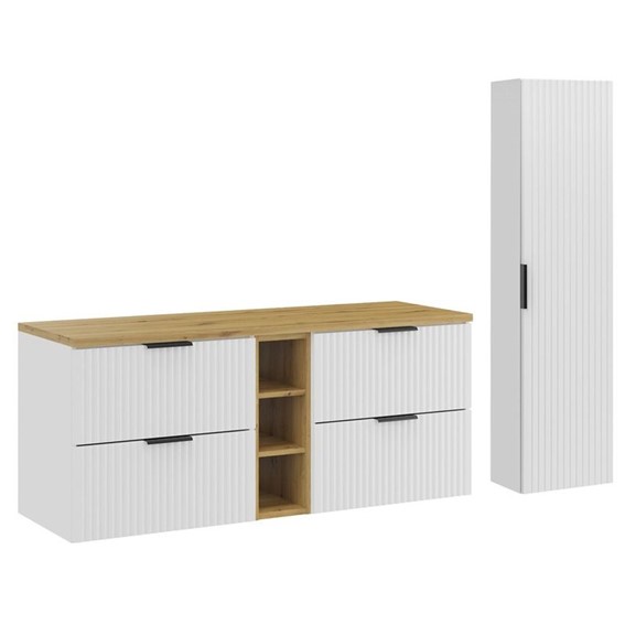 Zestaw Meblowy 140cm Biały Mat/Dąb Artisan