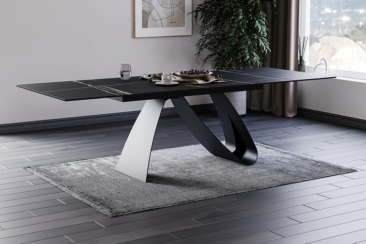 Stół Rozkładany DIUNA CERAMIC (240-160)x90 Czarny Sahara Noir/Czarny