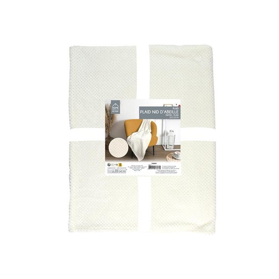 Koc/ Pled HONEYCOMB Kremowy 120x150cm