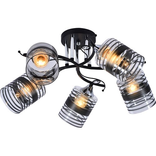 Żyrandol ASTER 5 Srebrny/Czarny