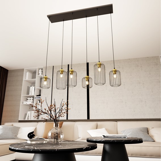 Lampa Wisząca VANDER 6 Czarny/Złoty