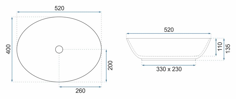 Umywalka Nablatowa Umywalka MARGOT Niebieski/Złoty