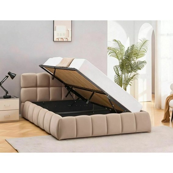 Łóżko PARMA Velvet 140x200cm Ciemny Beżowy