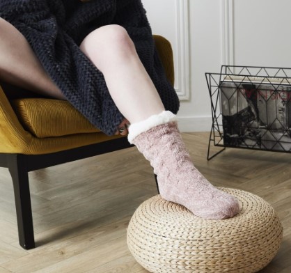 Skarpety CHENILLE Ocieplane Różowe