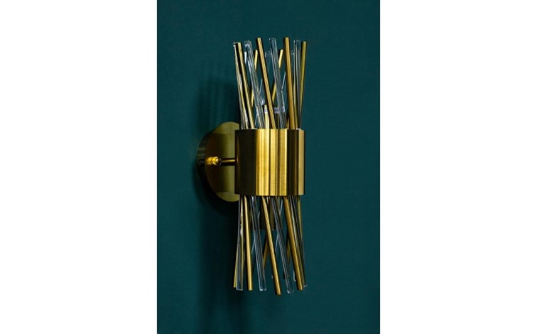 Lampa Ścienna LORENZO Złoty/Transparentny