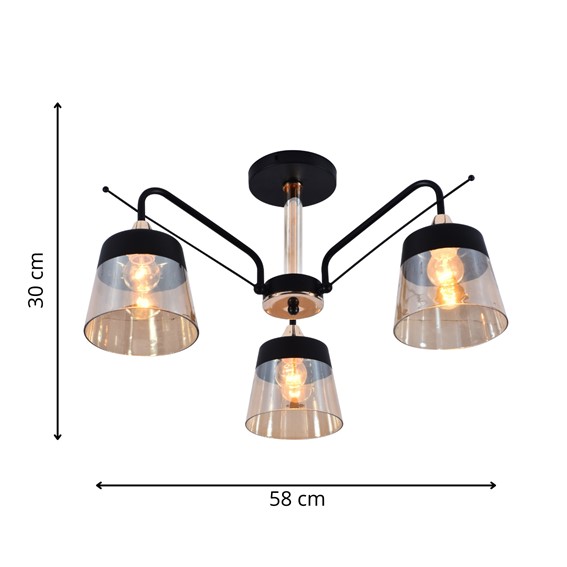 Żyrandol EGALO 3 Czarny/Złoty