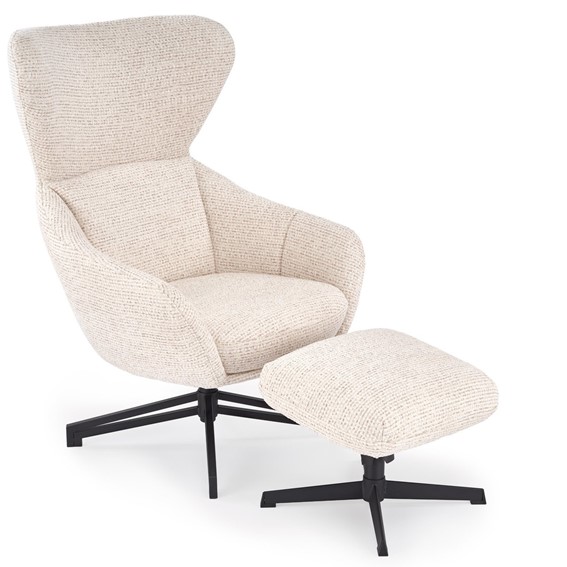 Fotel Wypoczynkowy FREDY z Podnóżkiem Jasny Beżowy