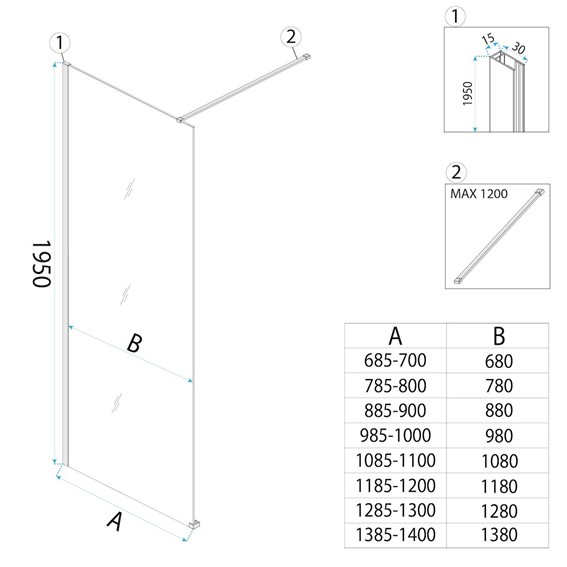 Ścianka Prysznicowa FLEXI 100cm Szary