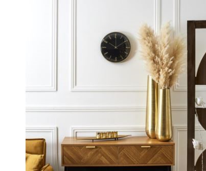 Zegar Ścienny LUCE Czarny/Złoty