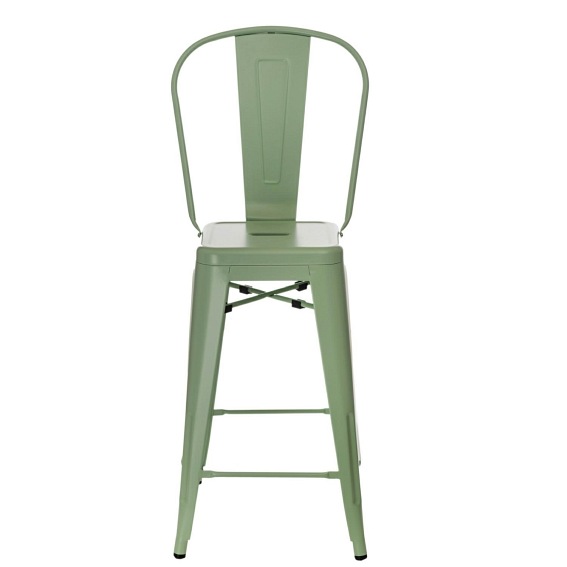 Stołek Barowy PARIS Back Zielony Inspirowany Tolix