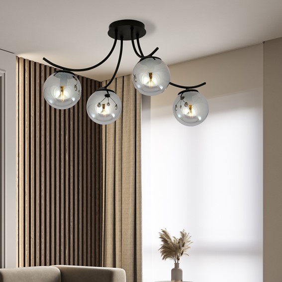 Lampa Sufitowa BOSTON 4 Czarny/Grafitowy