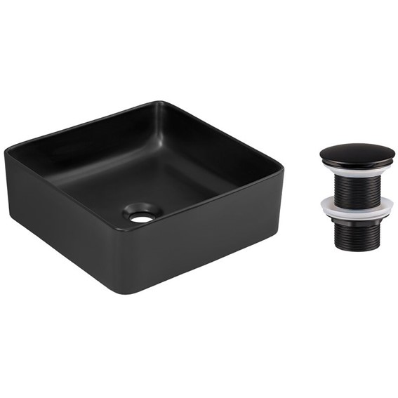 Zestaw Umywalkowy z Korkiem Click-Clack SLIM Czarny Mat