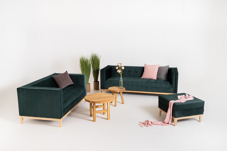 Sofa By-Tom 159x85x73 Avocado/Naturalny