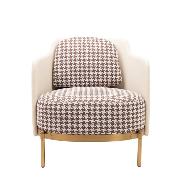 Fotel Tapicerowany VENICE Biały/Brązowy/Złoty