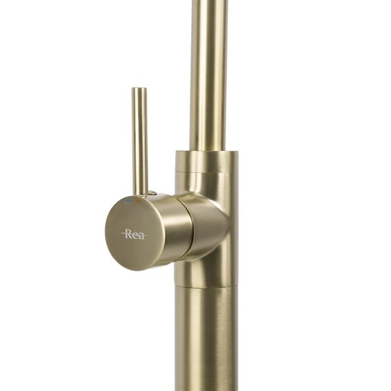 Bateria Umywalkowa Podłogowa LUNGO Złoty Szczotkowana