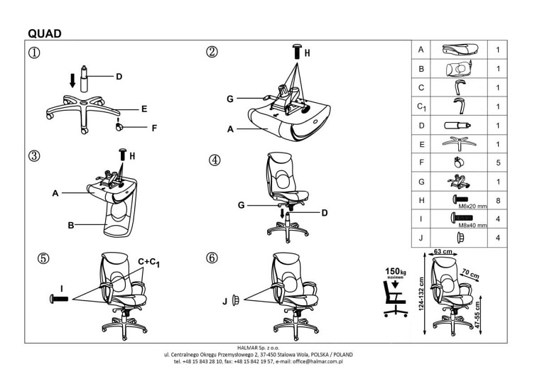 fotel gabinetowy QUAD czarny