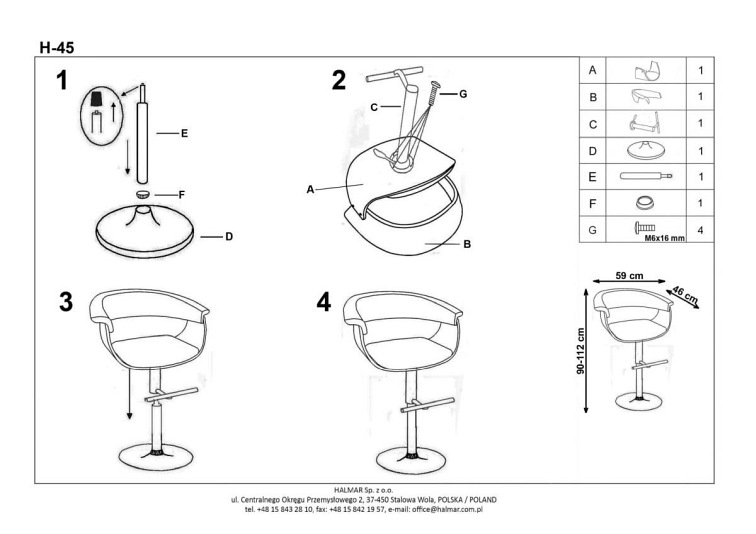 H45 hoker jasny dąb/czarny