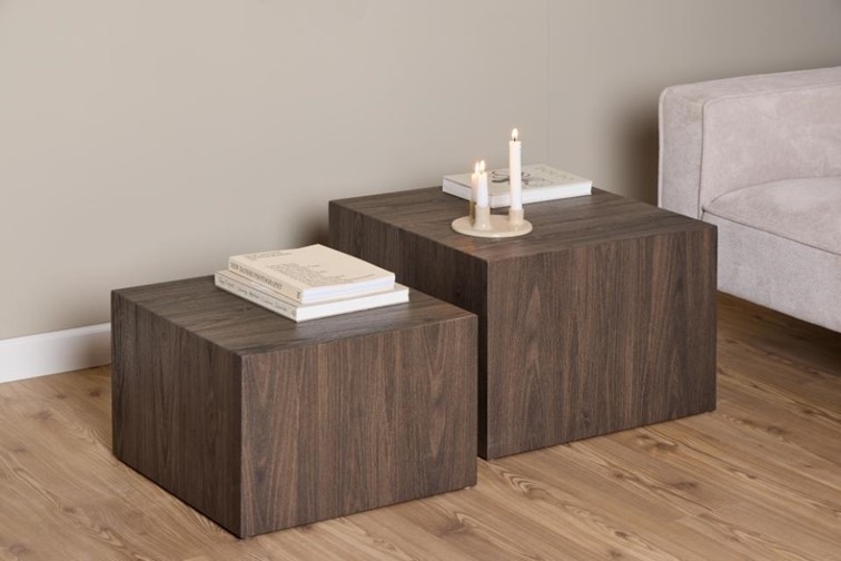 Zestaw 2 Stolików Kawowych DICE Dymiony Jesion