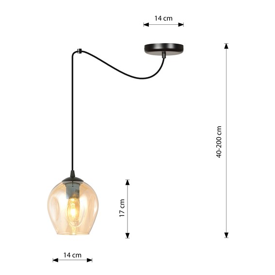Lampa Wisząca LEVEL 1 Czarny/Miodowy