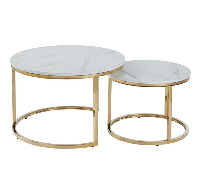 Ława L3-FX (B) fi70 fi50 Biały Marmur/Złoty