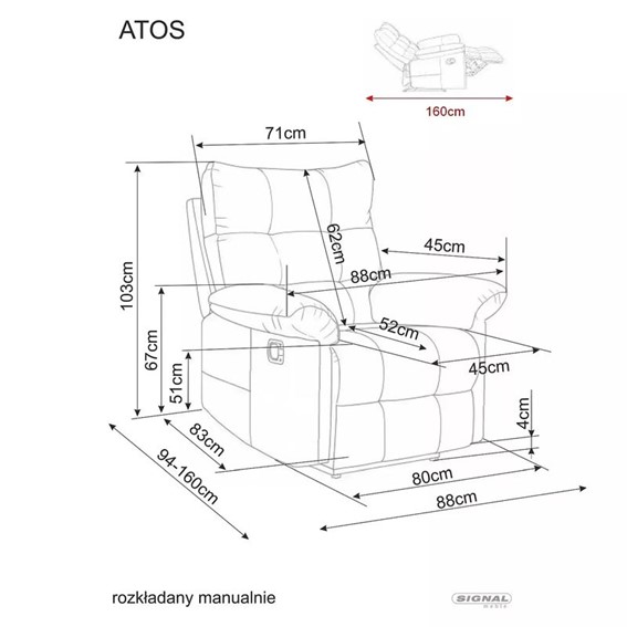 Fotel Rozkładany ATOS RAVEN Cappuccino