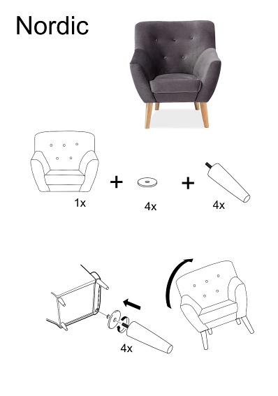 Sofa NORDIC 2 Velvet Buk/Niebieski Bluvel 86