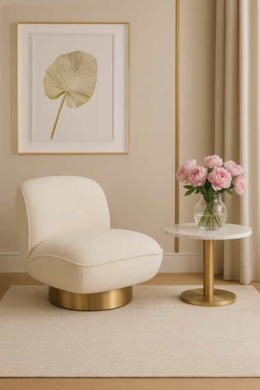 Fotel NUA N18-1 Biały/Złoty