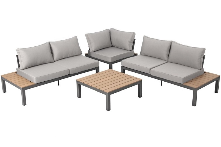 Narożnik Ogrodowy BALI 5-Osobowy ze Stolikiem Szary