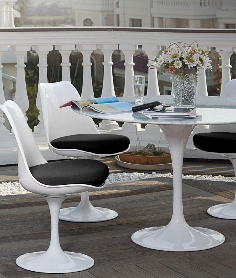 Stół TULIP MARBLE 100x74cm Biały