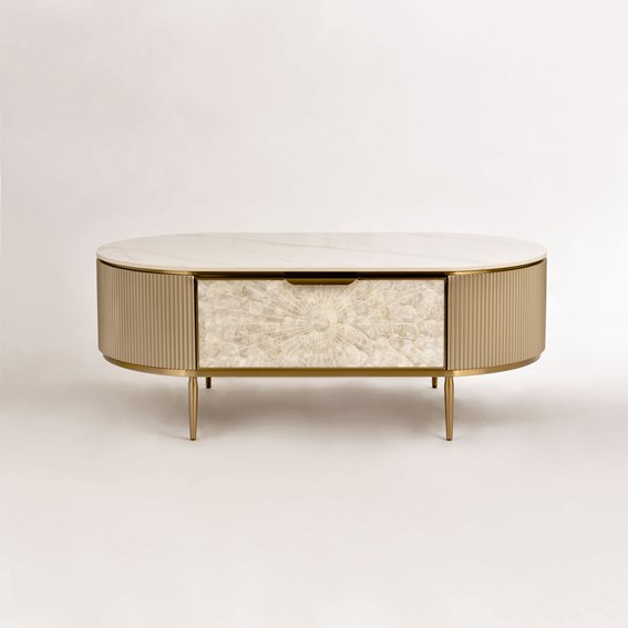 Stolik Kawowy STILIG ST907 Beżowy/Złoty