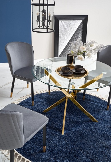 Stół RAYMOND fi100 Złoty/Bezbarwny