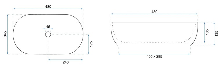 Umywalka Nablatowa AMELIA 48 Popielaty Mat