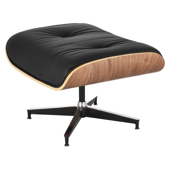 Fotel z Podnóżkiem VIP 54x82x85 Czarny/Walnut/Baza Standard