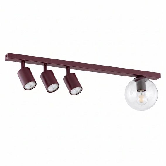 Lampa Sufitowa BASTER 4 Burgundowy/Transparentny