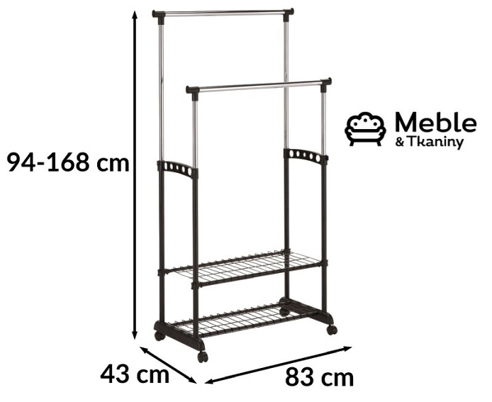 Wieszak NOVA II Bis Chrom/Czarny