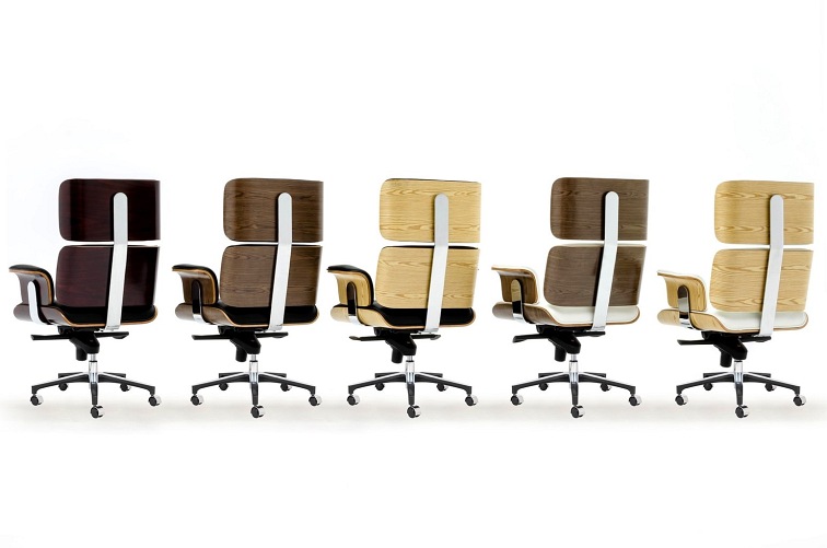 Fotel Biurowy LOUNGE BUSINESS Biały/Orzech