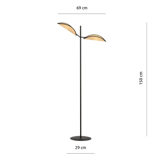Lampa Podłogowa VENE LP2 Czarny/Naturalny