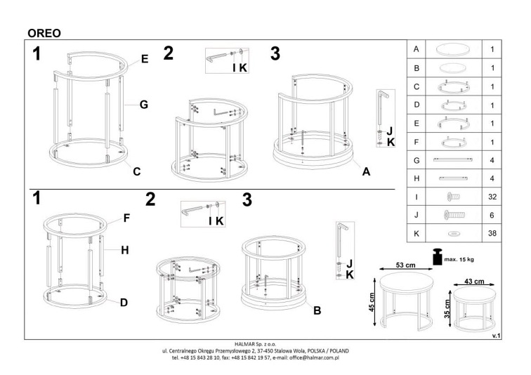 Zestaw 2 Ław OREO Dąb San Remo/Czarny