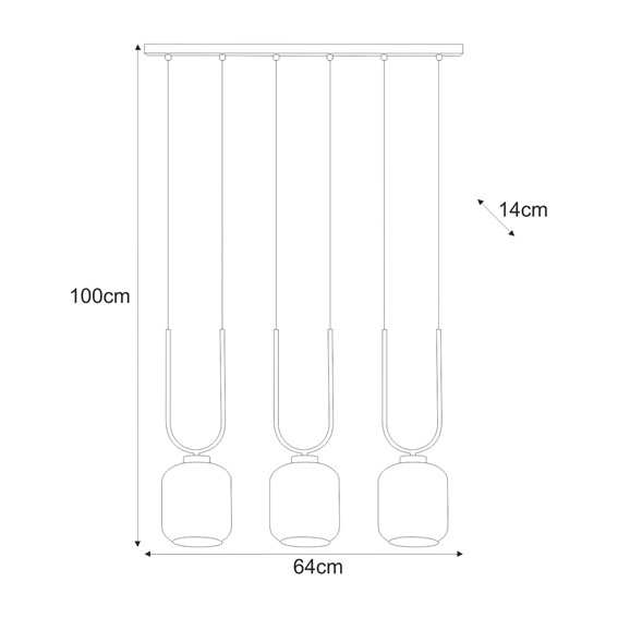 Lampa Wisząca CONI K-5581 Czarny/Bursztynowy
