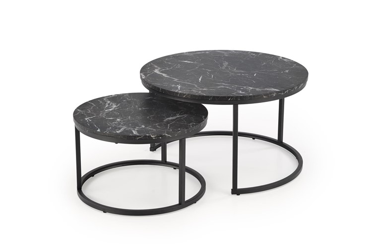 Zestaw 2 Ław JAVA Czarny/Czarny Marmur