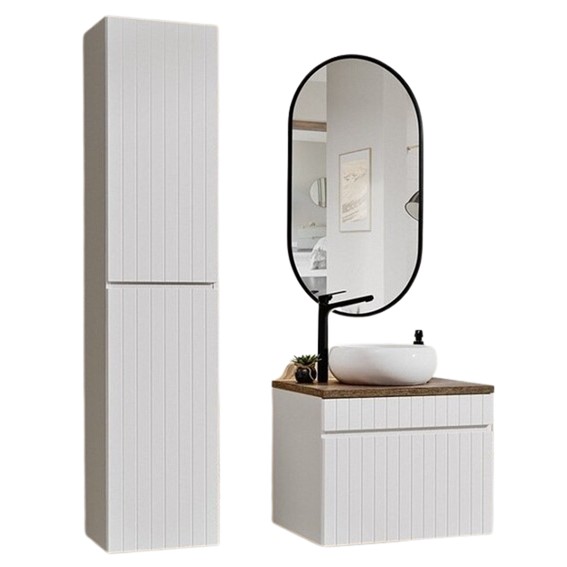 Zestaw Meblowy WIKI 60cm Biały Mat/Dąb Santa Fe Vintage